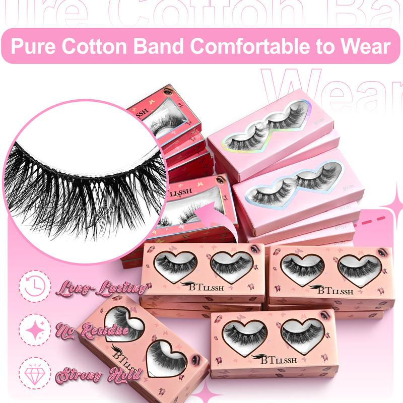 3D5D Faux Mink Lashes 3 Style False Eyelashes 100% Handmade Luxurious Fake Eyelashes Lightweight False Eyelashes 27 Pairs Pack