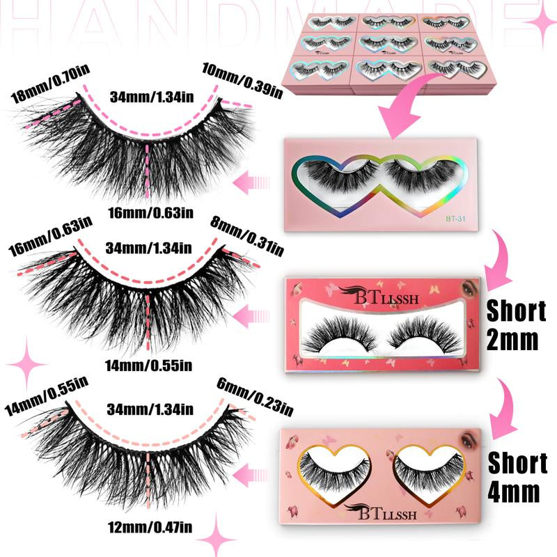3D5D Faux Mink Lashes 3 Style False Eyelashes 100% Handmade Luxurious Fake Eyelashes Lightweight False Eyelashes 27 Pairs Pack