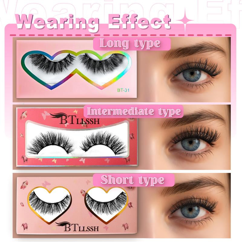 3D5D Faux Mink Lashes 3 Style False Eyelashes 100% Handmade Luxurious Fake Eyelashes Lightweight False Eyelashes 27 Pairs Pack