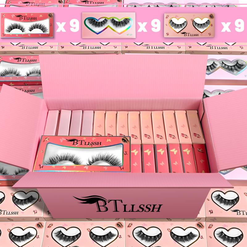 3D5D Faux Mink Lashes 3 Style False Eyelashes 100% Handmade Luxurious Fake Eyelashes Lightweight False Eyelashes 27 Pairs Pack