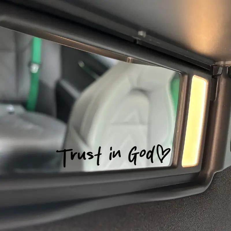 2Pcs Trust in God Car Rearview Mirror Sticker, Car Rearview Mirror Decal, Inspirational Vinyl Sticker, Ideal Christian Gift
